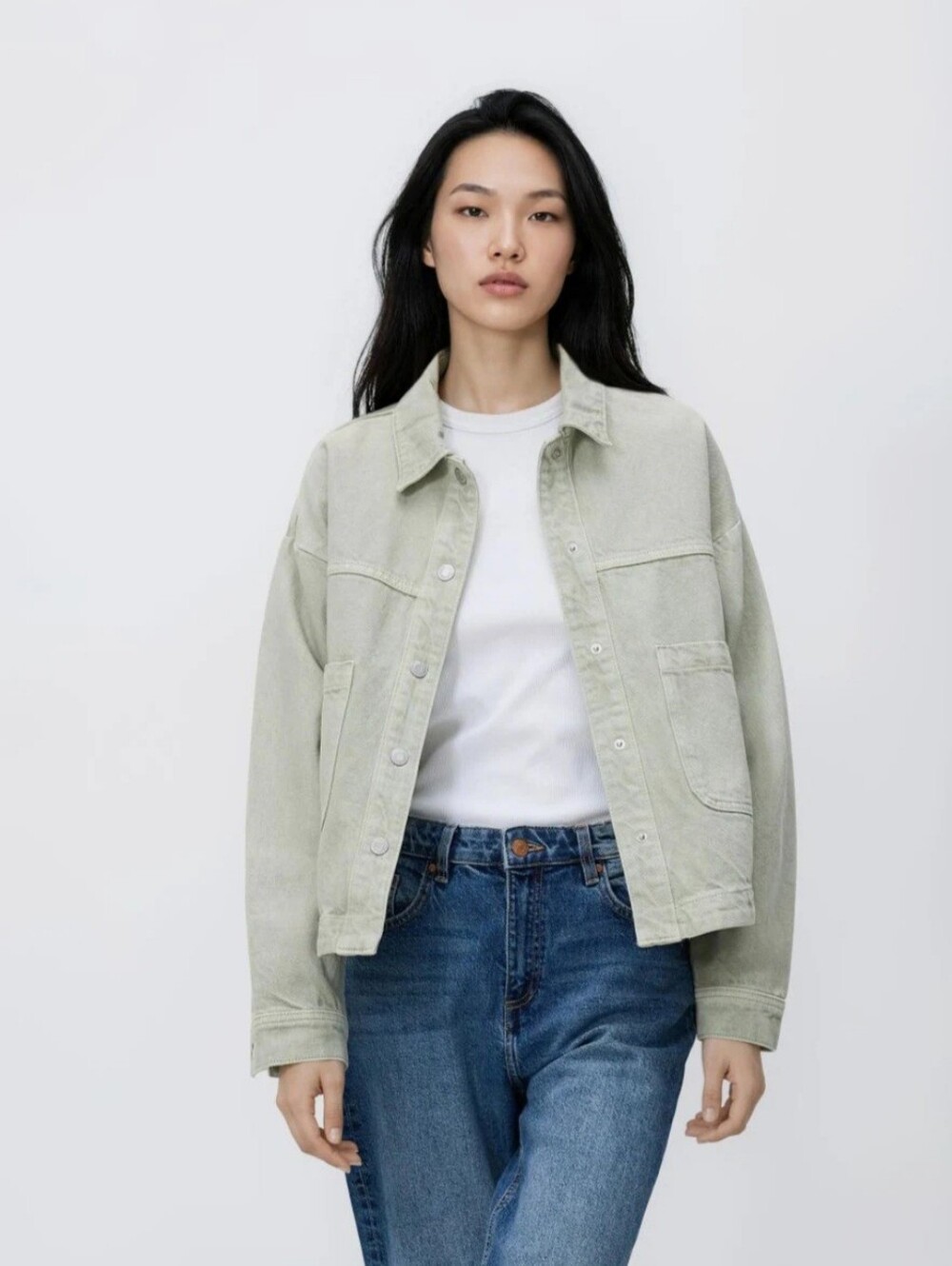 NWT Sage + Fig Light Sage Denim Button Up Jacket
